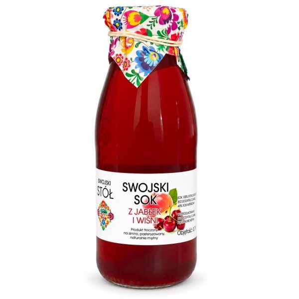 Naturalny sok z jabłek i wiśni tłoczony 250 ml